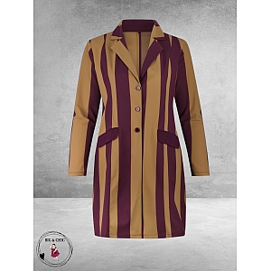 Plus Basics Blazer Long Jacket Block Stripe